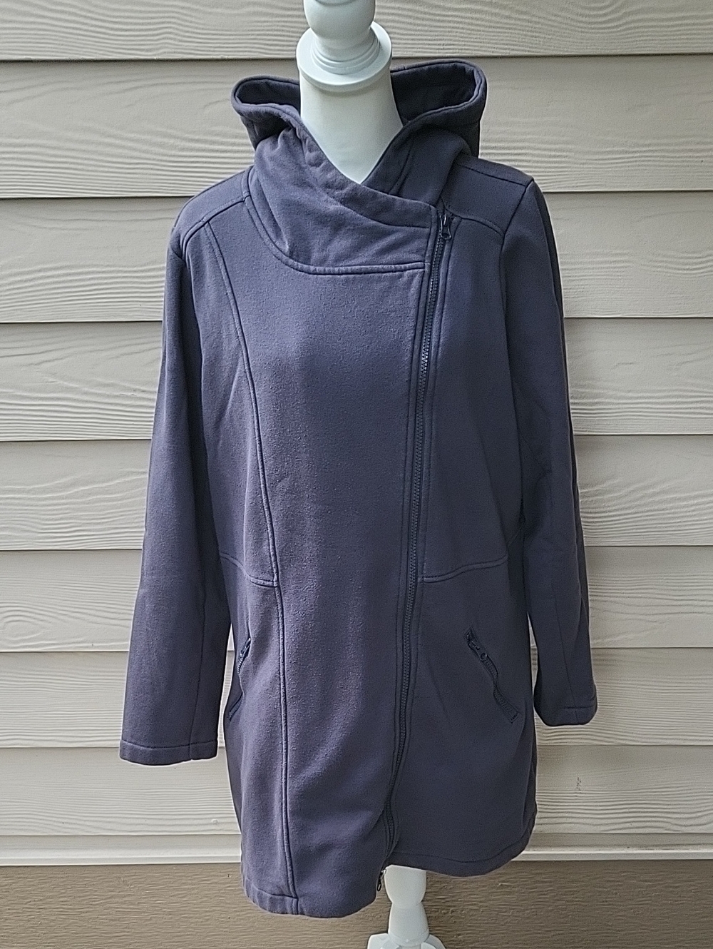 Torrid Slate Hooded Asymmetrical Zip Trench Coat 2X
